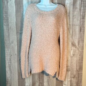 Blush Pink Fuzzy Long Length Sweater by Calvin Klein